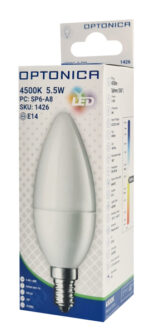 OPTONICA LED λάμπα candle C37 1426, 5,5W, 4500K, E14, 450lm