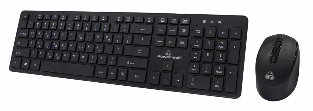 POWERTECH set ποντίκι & πληκτρολόγιο PT-1189, ασύρματο, 1600DPI, μαύρο
