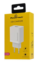 POWERTECH φορτιστής τοίχου PT-1320, USB, 12W, λευκός