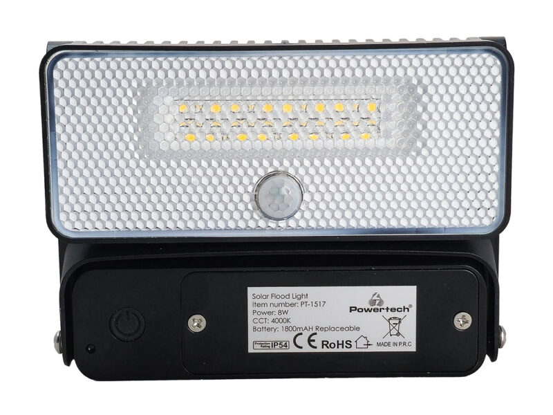 POWERTECH LED ηλιακό φωτιστικό PT-1517 με αισθητήρα κίνησης, 8W, 1800mAh, μαύρο