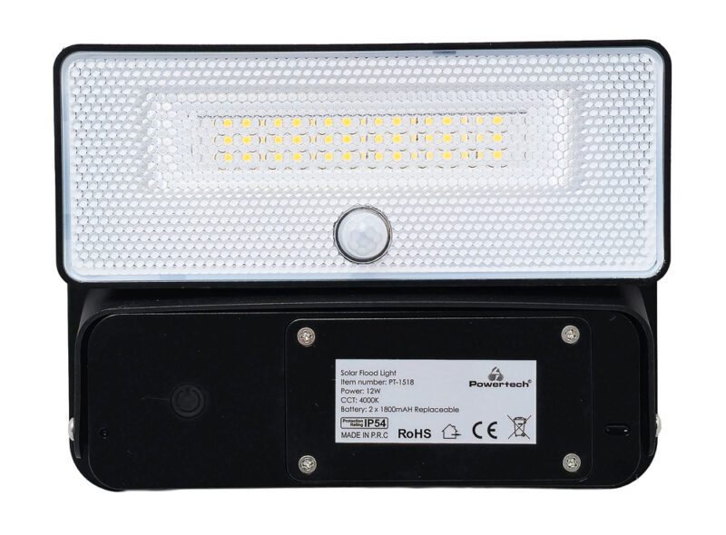 POWERTECH LED ηλιακό φωτιστικό PT-1518 με αισθητήρα κίνησης, 12W, 3600mAh, μαύρο