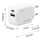 POWERTECH φορτιστής τοίχου PT-1551, USB/USB-C, 45W, GaN, AVS, λευκός