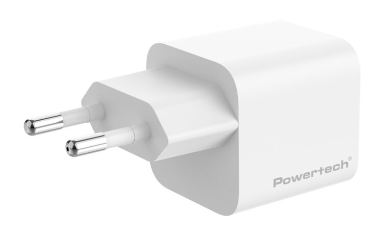 POWERTECH φορτιστής τοίχου PT-1577 με καλώδιο, USB-C, 65W, GaN, AVS, λευκός