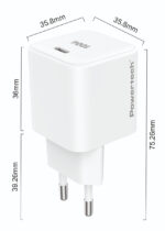 POWERTECH φορτιστής τοίχου PT-1612, USB-C, 100W, GaN, AVS, λευκός