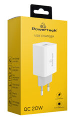 POWERTECH φορτιστής τοίχου PT-780, USB QC 3.0, 20W, 4A, λευκός