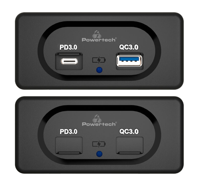 POWERTECH πρίζα USB για σκάφη & οχήματα PTL-008, USB & USB-C, 36W