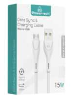 POWERTECH καλώδιο USB σε Micro USB eco round PTR-0106, 15W 3A, 1m, λευκό