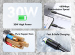 USAMS καλώδιο Lightning σε USB-C US-SJ735, 30W, 480Mbps, 1m, λευκό
