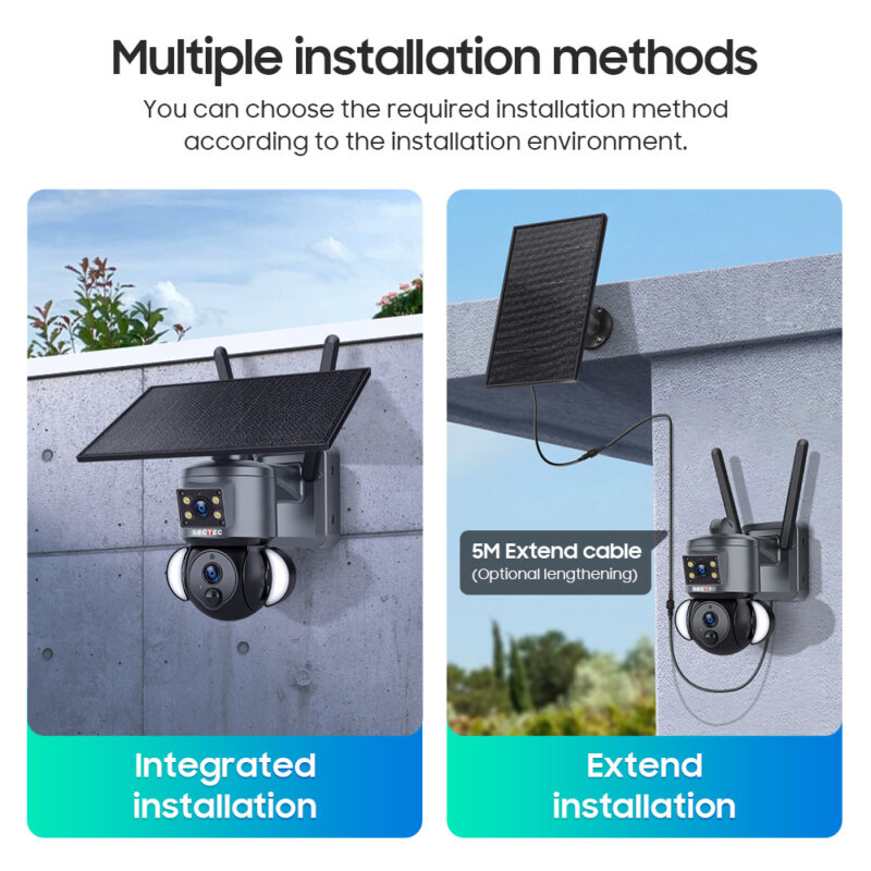 SECTEC smart ηλιακή κάμερα ST-538-6MAOV-4G-EU, dual lens, 3MP, 4G, SD, PTZ, IP66