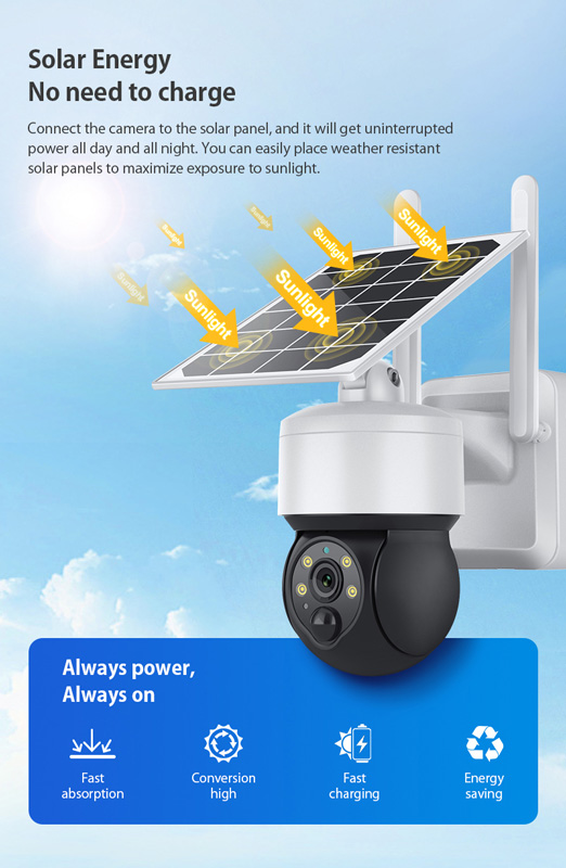 SECTEC smart ηλιακή κάμερα ST-S517C-3M, 3MP, PIR, PTZ, cloud/micro SD