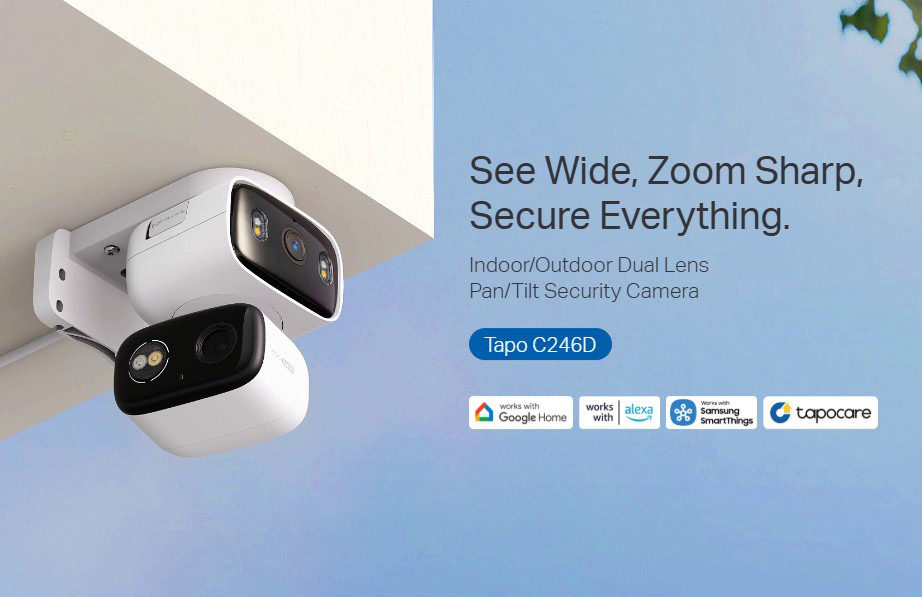 TP-LINK smart κάμερα Tapo C246D, dual lens, 2K/3MP, WiFi, PTZ, IP65, V1.0