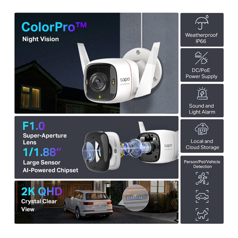 TP-LINK smart κάμερα Tapo C325WB, 2K, WiFi, IP66, V2.0