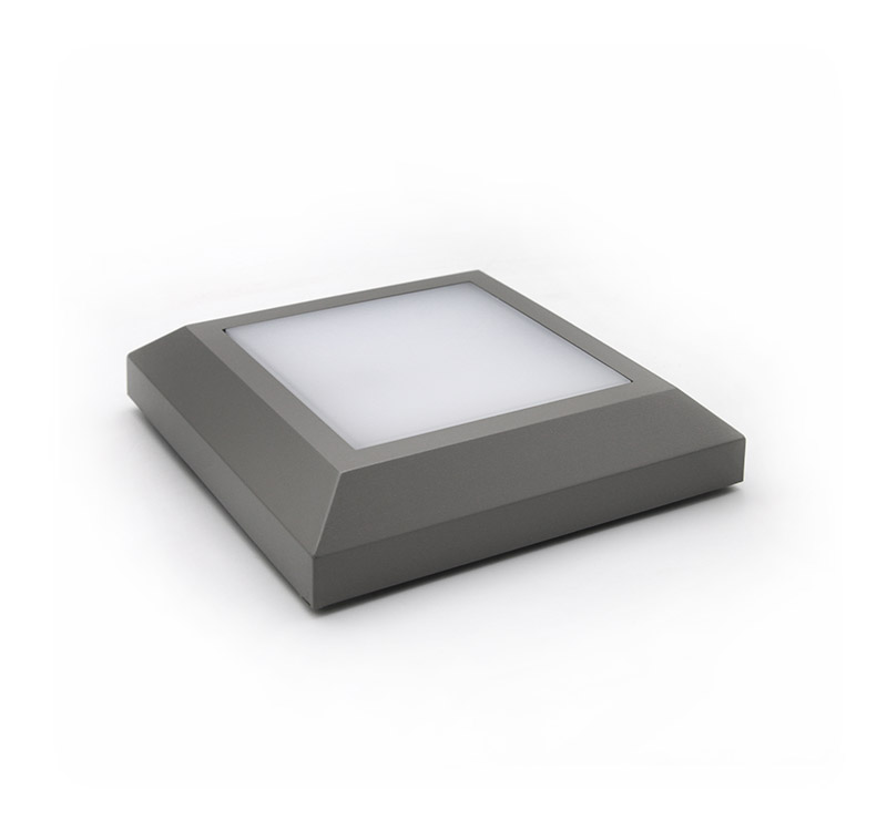 LED Φωτιστικό PC ΕΠΙΤΟΙΧΟ Τετραγων0 D125mm 4W 3000K IP65 Γκρι