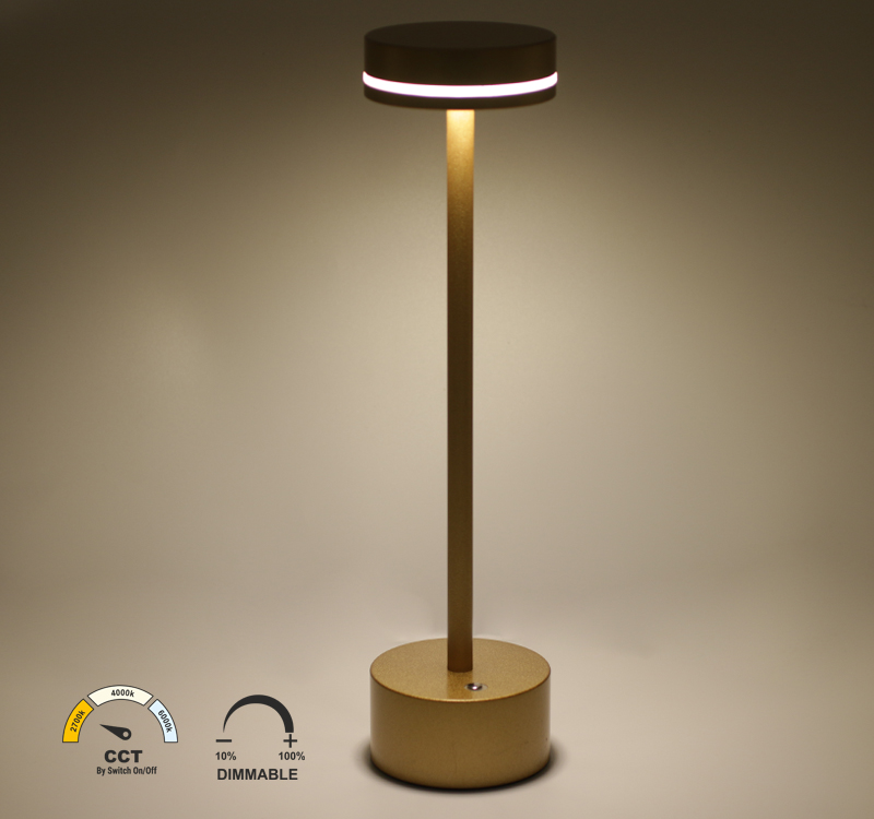 LED Πορτατίφ Επαναφορτιζόμενο 2W CCT DIMMABLE Χρυσό