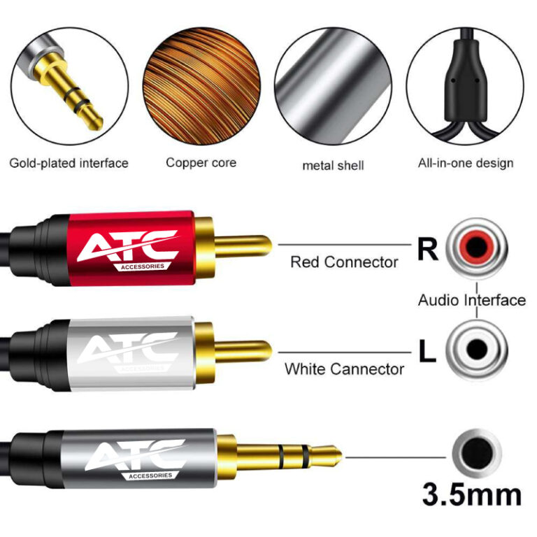 HQ 3.5mm M/ 2 X RCA Cable 1.5m