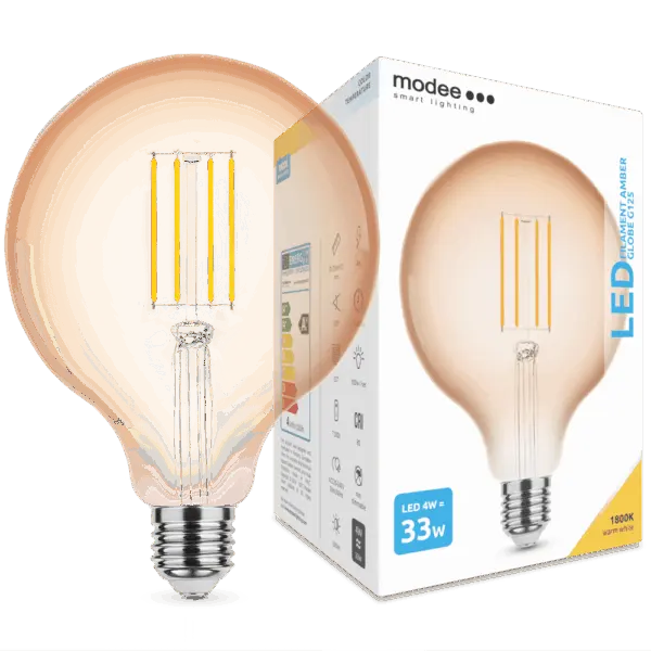 Modee Lighting Λαμπτήρας LED Filament Σφαιρικός G125 Amber 4W E27 320° 1800K (360 lumen)