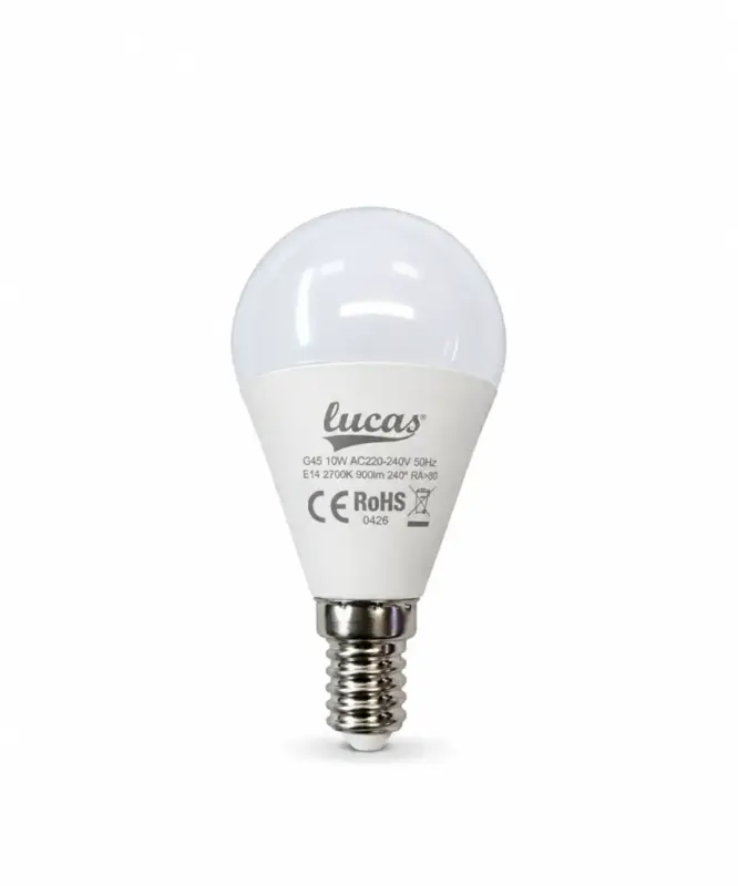 ΛΑΜΠΑ ΣΦΑΙΡΙΚΗ LED 8W - 10WE14 2700klv Lukas